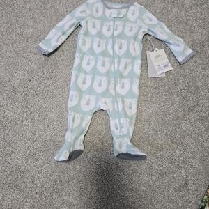 Cloud Island Polar Bear Print Footed One Piece - Blue and White
